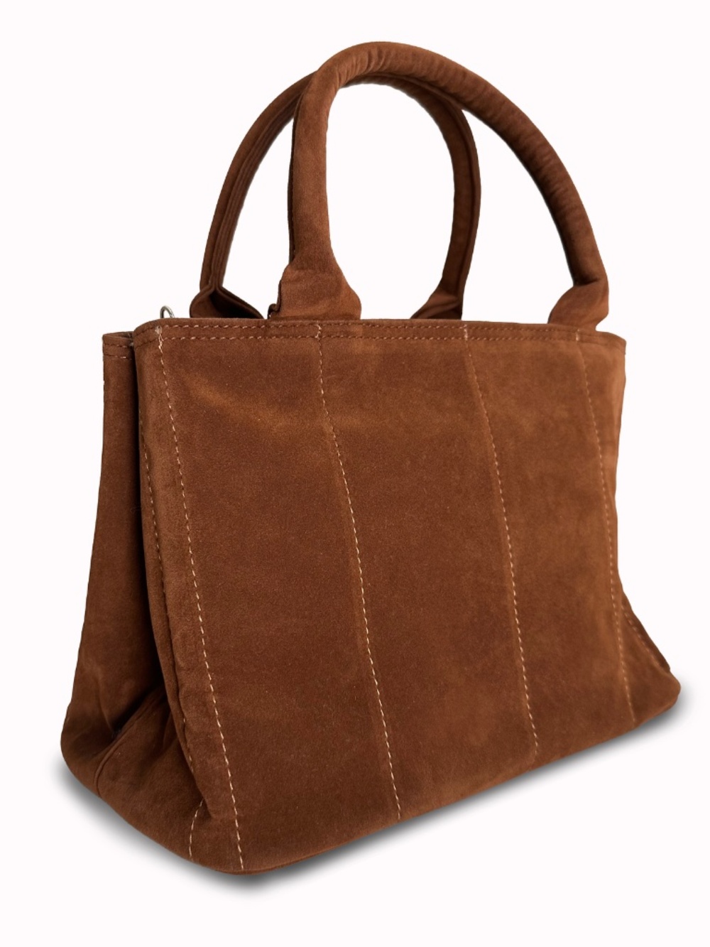 Vintage PRADA Milano Sienna Brown Suede Tote Bag – Made in Italy - Picture 5 of 15